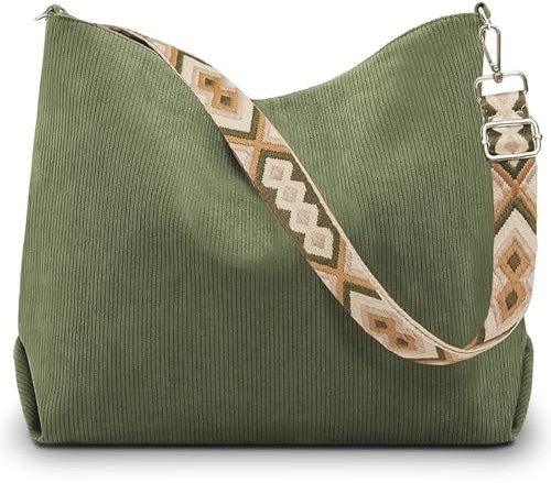 Aucuu Sac a Main Femmes en Velours Côtelé, Sac Fourre-tout Femme avec Bandoulière Réglable, Sacs à Main de Grande Capacité, Sac à Bandoulière Décontracté pour école, Travail, Voyages