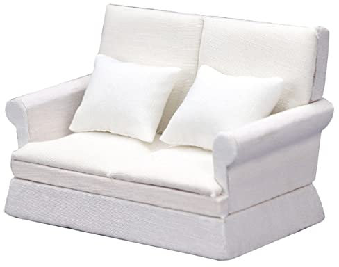 TOYANDONA Miniatur Sofa Für Doppelsitzer Wohnzimmermöbel Weißes Sofa Für Miniatur Szenen Dekoration Puppenmöbel Spielzeug