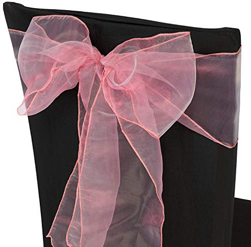 1 écharpe de chaise en organza rose poudré - Large ceinture pour nœuds plus complets, idéale pour mariage, anniversaire, réception et décoration de fête d'anniversaire - 17 x 280 cm