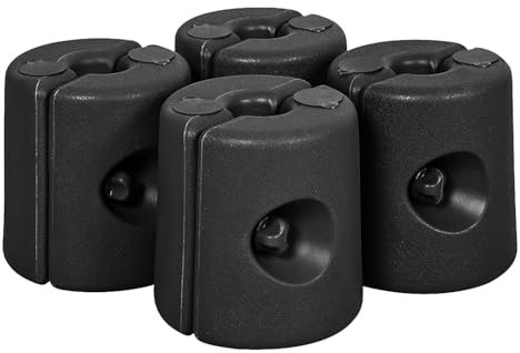 LIVHOME Gazebo Weights | Set of 4 | Gazebo Leg Weights Fill with Sand or Water | Pole Anchor for Outdoor/Garden Gazebos, Marquees, Market Stalls, Party Tents | Weather Resistant Plastic | Black