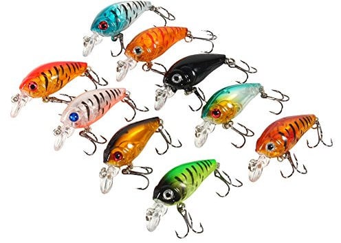 Mini Elritze Angelköder Set, Wobbler Forelle Kurbel Köder, 9 Stück/Beutel 4,5 cm/4 g Kunststoff Angelköder Haken Bass Small Fat Crankbait Angelausrüstung mit Dreifachhaken für Salzwasser Süßwasser