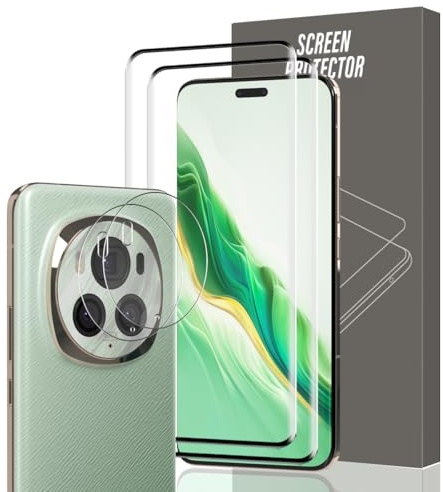 Gelaasso 2 Pièces Verre Trempé pour Honor Magic 6 Pro avec 2 Pièces Caméra Protecteur, HD Clair Protection écran, Dureté 9H Anti Rayures, Sans Bulles, Anti-Empreintes film, Compatible Coques