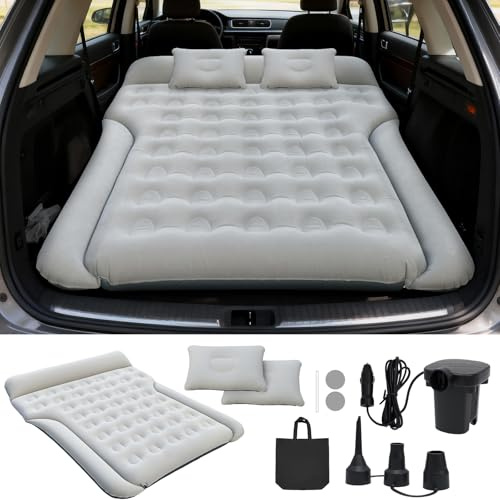 Rainpal Aufblasbare Auto Matratze, Luftmatratze Auto für Reise Camping, Matratze für Auto mit Schnellaufblasung, Komfortabel Stabil und Langlebig, Automatratze Passend für die Meisten SUV (Grau)