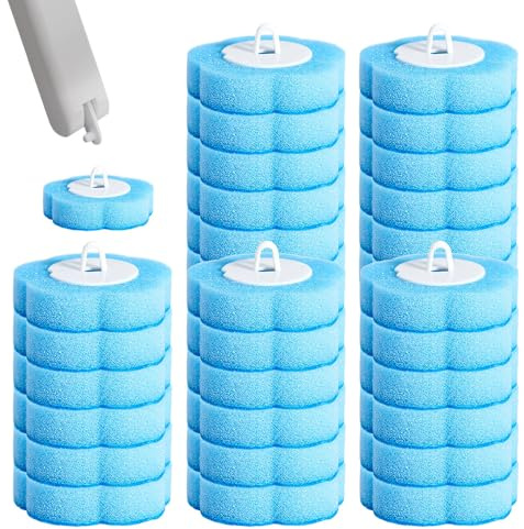 30PCS Disposable Toilet Brush Replacement Head, Disposable Toilet Cleaning System, Disposable Replacement Head, No Odour Cleaning, For Toilet wand for Bathroom Cleaning, Kitchen, Sink, Blue