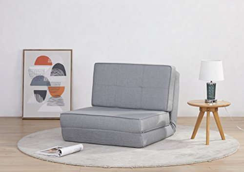 ARTDECO Schlafsessel Jugendsessel Gästebett Kindersessel Bettsessel (Hellgrau Klein)