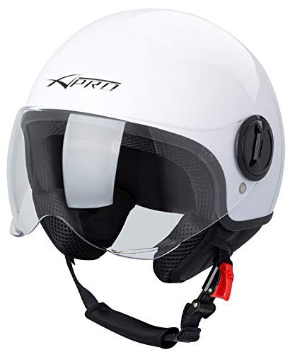 A-PRO SRL Motorradhelm Motorrad Roller Jet Helm Demi Avio Viser Homologiert SonicMoto Weiß S