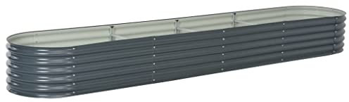 vidaXL Hochbeet Stahl Grau 400x80x44 cm Gemüsebeet Pflanzbeet Frühbeet Garten