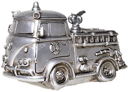 UDO Schmidt 89238 Spardose Feuerwehr Auto Antik Silber Feuerwehrauto Sparschwein Figur