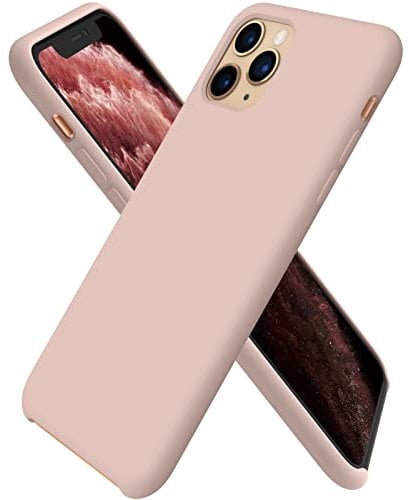 ORNARTO Liquid Silicone Case for iPhone 11 Pro, Slim Liquid Silicone Soft Gel Rubber Case Cover for iPhone 11 Pro(2019) 5.8 inch-Pink Sand