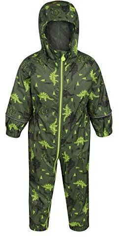 Regatta Pobble - Printed Jumpsuit, Waterproof and Breathable, Fully Lined Overpants, Unisex Children, Cypress Green, 18-24