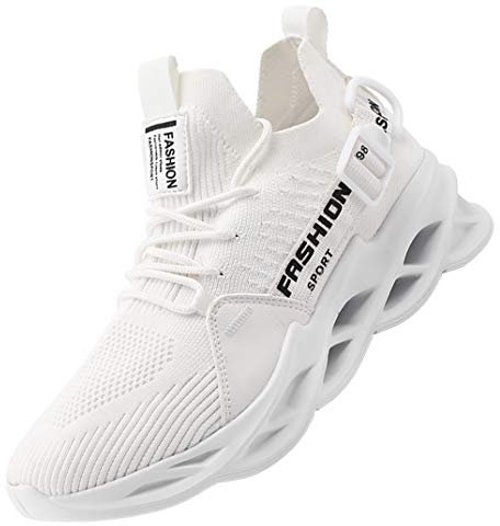 AARDIMI Herren Laufschuhe Fitness straßenlaufschuhe Sneaker Sportschuhe atmungsaktiv Anti-Rutsche Gym Fitness Schuhe (Weiß, Numeric_37)