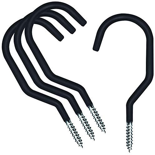 Gancho para bicicleta de servicio pesado: 4 unidades de ganchos perfectos de tamaño pequeño | Perchas para garaje techo y pared de almacenamiento de bicicletas y colgar tornillo en suspensión de