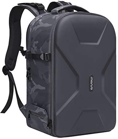 MOSISO Kamerarucksack, DSLR/SLR/Spiegellose Fotografie Kameratasche Camouflage Wasserdichte Hartschale Hülle mit Stativhalter&Laptopfach Kompatibel mit Canon/Nikon/Sony/DJI Mavic Drone, Grau