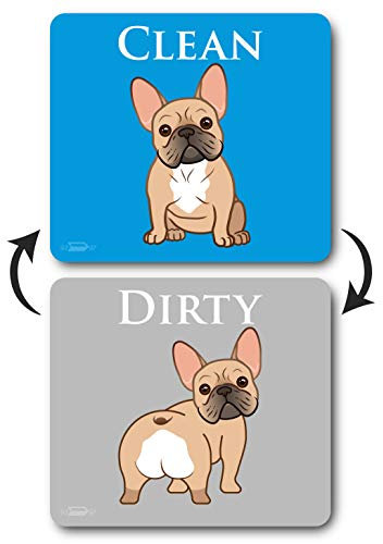 French Bulldog Dog Butt Dishwasher Magnet Clean Dirty Sign, Reversible Clean Dirty Magnet for Dishwasher, Funny Frenchie Butt Magnets, Strong & Universal Kitchen Dish Indicator, 3.5x3.1