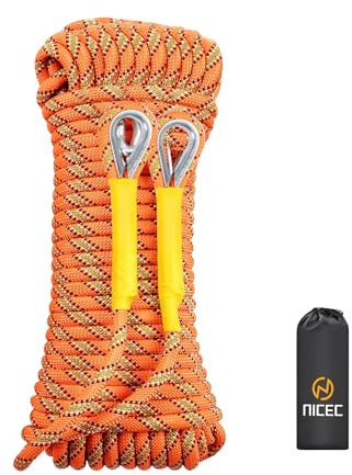 Nice C Corde d'escalade, Corde d'escalade Statique, équipement d'escalade de Corde d'évasion 10 mm 32 pieds/64 pieds/96 pieds/160 pieds/230 pieds/500 pieds/985 pieds/1000 Pieds (30 m/96 Pieds)
