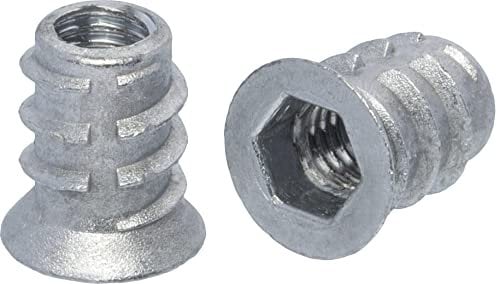 M6 x 13mm Wood Furniture Steel Insert Nut With Hex Socket And Collar E Type (Pack of 20)