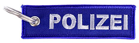 RescPol Schlüsselanhänger Polizei gestickt - blau