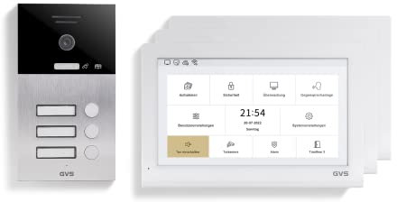 GVS - IP Video Türsprechanlage 3 Familienhaus mit Türöffner, HD Kamera, 3X 10 Zoll Monitor & App - Smarte Video Türklingel mit Kamera & Gegensprechanlage (AVS5416A)
