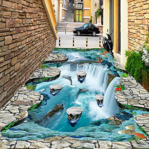 3D-Stereo-Tapete 3D Fototapete Benutzerdefinierte Boden Wandbild 3D-Klippe, Ausgesetzt, Insel, Wasserfall, Vogel, Badezimmer, Küche, Gehweg, 3D-Bodenbelag Badezimmer 3D Boden Wandbild Pvc Wasserdich