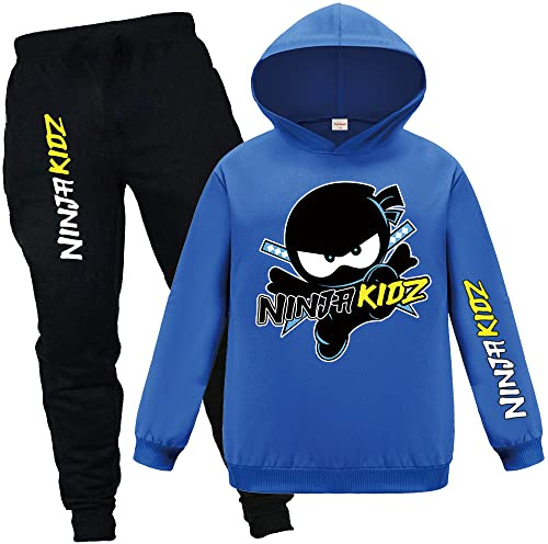 Forlcool Gamer Merch Hoodies and Pants 2pcs Tracksuits for Kids Gamer Comfortable Casual Suits (Blue,7-8 Years,7 Years,8 Years)
