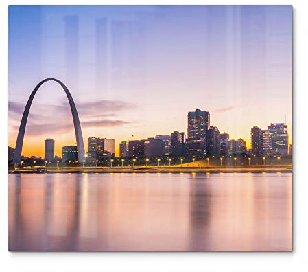 DEQORI Herdabdeckplatte Glas | einteilig 60x52 cm | Motiv Gateway Arch in St. Louis | Ceranfeld Abdeckplatte für Küche | Herd-Abdeckung universal | Glasplatte & Schneidebrett für Kochplatten