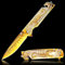 Vividstill cool Gloden Klappmesser für Männer, Einzigartig Taschenmesser mit 3D Skorpione, gute Geschenk Edc Messer für Männer Outdoor Überleben Camping(goldfarben)