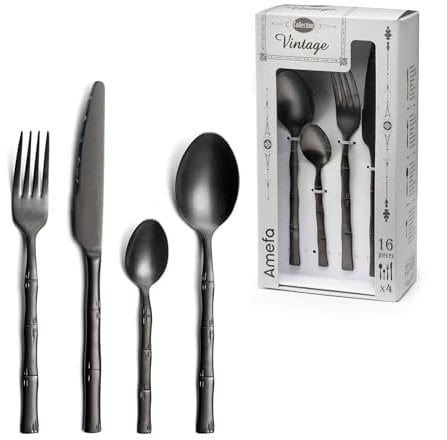 Amefa Canisse 16-Piece Cutlery Set, Matte Black