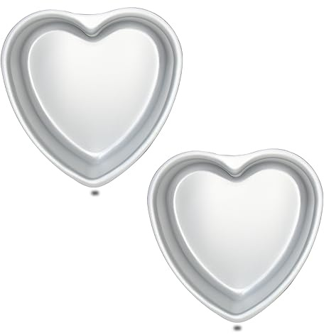 kefyixc Set of 2 Heart-shaped cake pan, heart-shaped cake tin, aluminum, 8-inch heart-shaped, for weddings, parties, family and other occasions cake (8 x 2 Inch,Set of 2)
