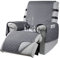 aolceth Recliner Chair Cover with Side Pockets, Slipcover 2 Elastic Straps, Non-Slip Armchair Protector for Families Pets/Kids, Washable Sofa Cover, Dark Gray