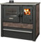 ProTermo Kaminofen Panonia in Mokka mit Abzug Links - 10,54 kW Heizleistung - 90x51x85 cm Holzofen mit Backfach und Herdplatte ohne selbstschließender Tür - Bauart 2