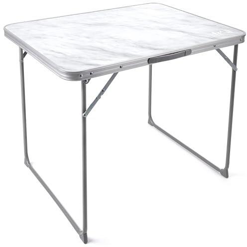 Trail Portable Folding Camping Table, Outdoor Garden Picnic Fishing Festival Beach, Heavy Duty Tubular Steel Legs, Water Resistant Laminate Top, Lightweight with Handle (L80cm x W60cm x H67cm / 3.5kg)