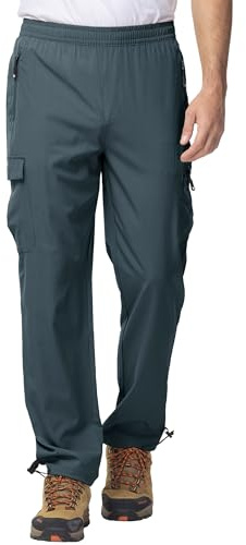 YSENTO Mens Quick Dry Walking Hiking Trousers Outdoor Lightweight Breathable Trekking Work Trousers with Zip Pockets