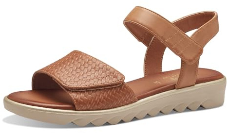 Jana Damen Sandalen flach mit Klettverschluss Vegan, Braun (Tan), 37 EU