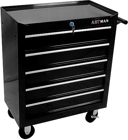 nifoti 5 Drawers Tool Cart on Wheels, Rolling Tool Chest Tool Storage, Drawers Rolling Tool Trolley Organizer Tool Case for Garage, Warehouse, Workshop, Repair Shop (5 Drawers-Black)