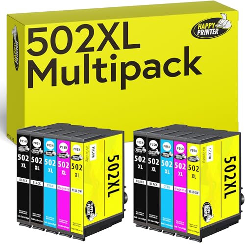Happy Printer 502XL Druckerpatronen kompatibel mit Epson 502 passend für XP-5100 XP-5105 XP-5150 XP-5155 WF-2860DWF WF-2865DWF WF-2880DWF WF-2885DWF (10 Druckerpatronen)