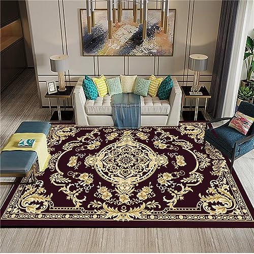 RUGMRZ Terasse Teppich Klassisches Wohnzimmer Teppich bodenbelag braun Teppich nach Mass Auslegware terasse Teppich wohnzimmerdeko200x250CM