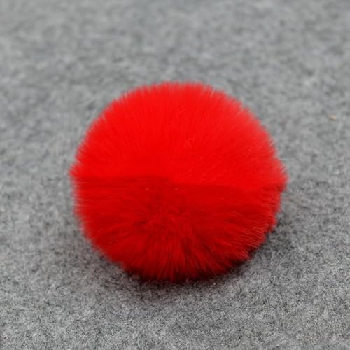 PTNKUIIY 20 Stück Kunstfell Pompon Künstlicher Haarball Kunstfell Bommel Fellbommel 5cm DIY Kunstpelz Pom Poms Ball für Damen Mädchen Tasche Anhänger Dekoration Strickmützen Schuhe Schal Zubehör -Rot
