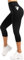 Leafigure Capri Leggings Damen mit Taschen 3/4 Leggins High Waist Fitness Shorts Blickdichte Sportshorts Schwarz XXL