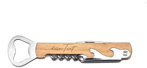 Flaschenöffner mit individueller Gravur - personalisierter Weinöffner mit Holzgriff