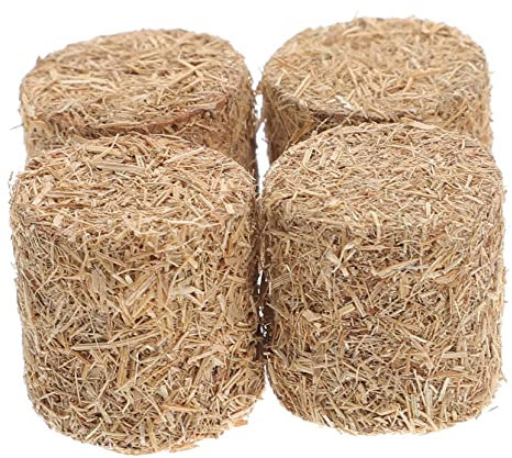 Cabilock Ornament 4 Stück Mini Heuhaufen Mini Heuballen Zum Basteln Mini-heuhaufen Heuballen Zur Dekoration Miniballen Mini-strohballen Heu-Mini-heuballen Gefälschte Heuballen Holz Quadrat