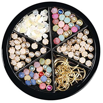 Nail Gems Nail Charms Combination Nail Diamond Bottom Flat Diamond Disc Mixed Jewelry 6 Nail Drill Pearl Special-shaped Nail Art Tools Nail Foils Nail Tools Nail Foils (D, One Size)