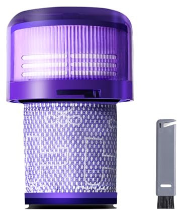 keluke V11 Filtro di ricambio per Dyson V11 Torque Drive, V11 Animal V11 Complete V11 Extra V15 Detect Sottomarini Aspirapolvere, ricambio # 970013-02, 1 confezione filtro e 1 spazzola pulita, viola,