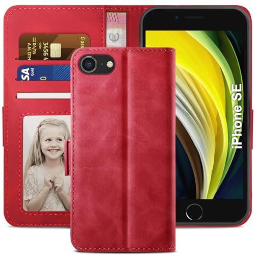 YATWIN Mobile Phone Case for iPhone 7/8/SE Leather for iPhone 7/8/SE Foldable Flip Shockproof Leather Wallet Case Cover Protective Case for iPhone 7/8/SE Case