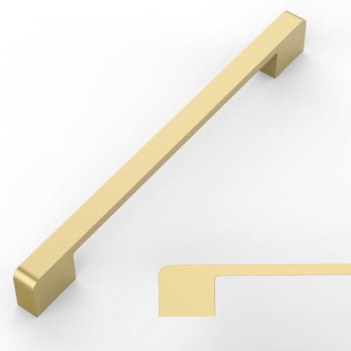 Amerdeco 10 Pack Brushed Gold Cabinet Pulls 7.5 Inch(192MM) Hole Centers Kitchen Cabinet Handles Cabinet Hardware Kitchen Handles for Cabinets Cupboard Handles Drawer Pulls AM018