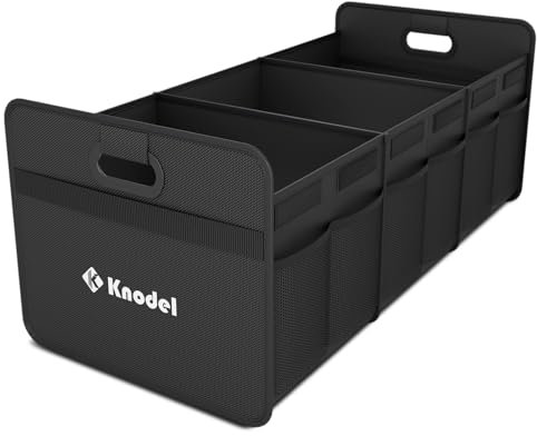 K KNODEL Kofferraum Organizer, klappbarer Kofferraum-Speicher, Automobilkonsolen und Organizer, Kofferraum-Speicher-Organizer mit verstärkten Griffe (Groß, Schwarz)