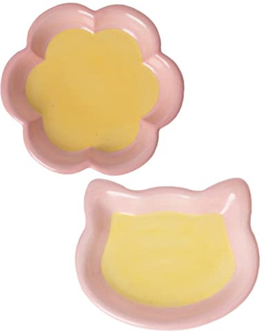 2 Piezas Organizador de Pendientes Comida for Gatitos Porcelana Cuenco for Llaves Soporte for Exhibición de Joyas Atrapa Todas Las Bandejas Bandeja de Almacenamiento de Platos de Anillos de Gato Plato