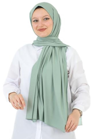 Prien Hijab Kopftuch Für Damen, Frauen Schal Kleider, Modern Kopftücher Weicher Jersey, Muslim Kleid Türkisch Premium Gebetskopftuch, Umrah Geschenk, Hijab Set (Hellgrün)