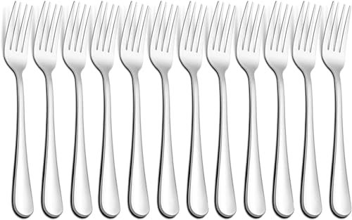 ALLBASA Fourchettes, Fourchette de table, Fourchette viande Cuisine, Fourchette a steak en acier inoxydable, Couverts de Table (Lot de 12pcs, Fourchette)