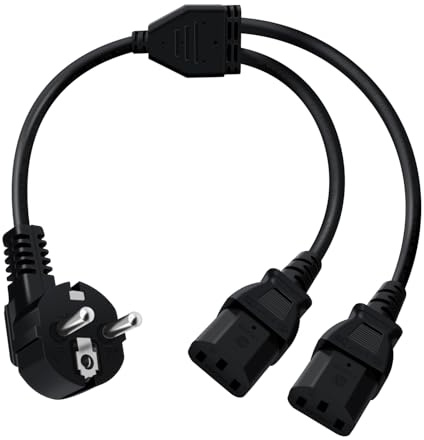HuaLiSiJi Câble Alimentation Y Splitter IEC C13 Double pour Ordinateur, TV, Moniteur, Écran (1.5m)