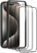 Verre Trempé pour iPhone 15 Pro Max, 3 Pièces Protection Ecran de Anti Rayures Glass, Haute Sensibilité,Sans Bulless, Complète, Film Trempé